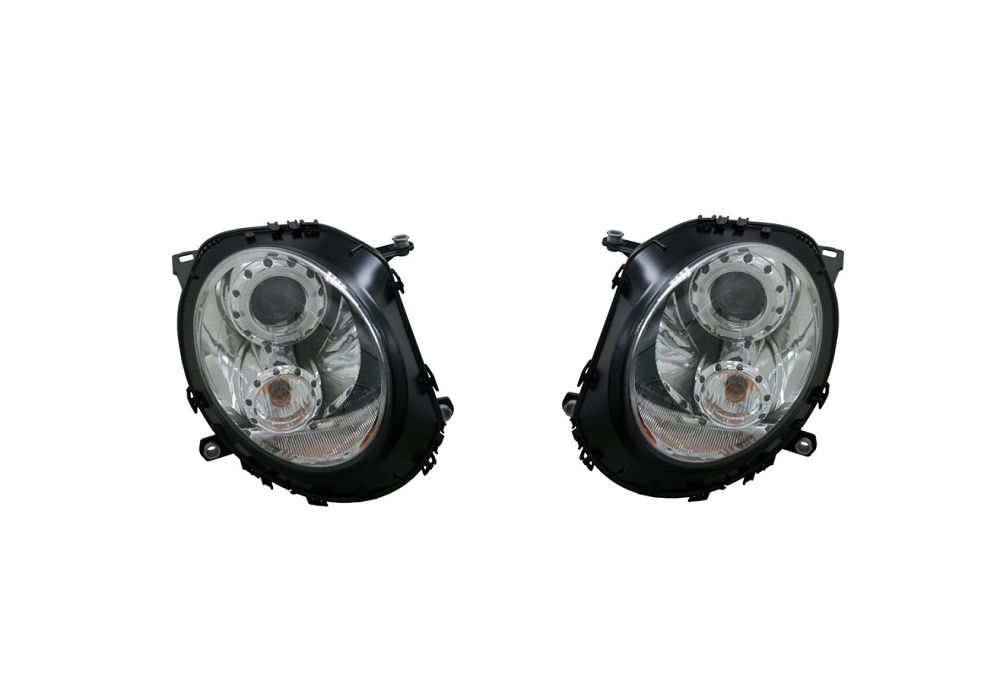 Set faruri tuning Mini ONE/Cooper/Clubman/Clubvan/Coupe/Roadster/Cabrio (R55/56/57/58/59), 07.2007-2012, cu LED daytime running light; H9; manual; crom, transparent; Tuning; SAE; halogen