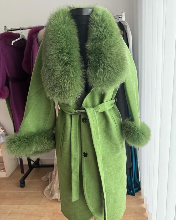 Vand palton din lana de Alpaca cu vulpe naturala