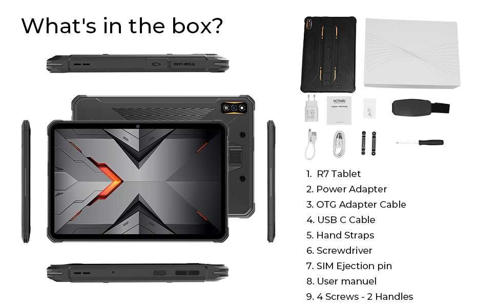 HOTWAV TAB R7 12GB RAM 256GB ROM Таблет, IP68 защита,15600 mAh батерия