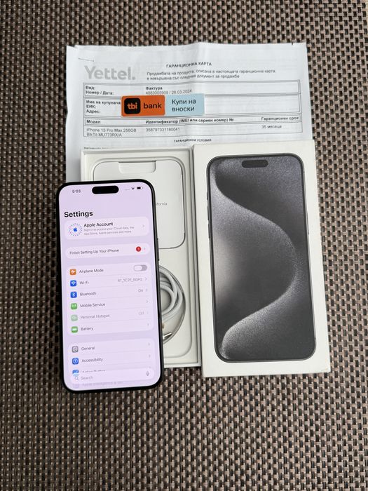 КАТО НОВ!/*ЛИЗИНГ*/ iPhone 15 Pro Max Black Titanium 256Gb 36М Гаранци