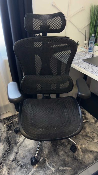 Scaun ergonomic Sihoo Doro C300, negru, în stare perfectă Birou & Gaming
