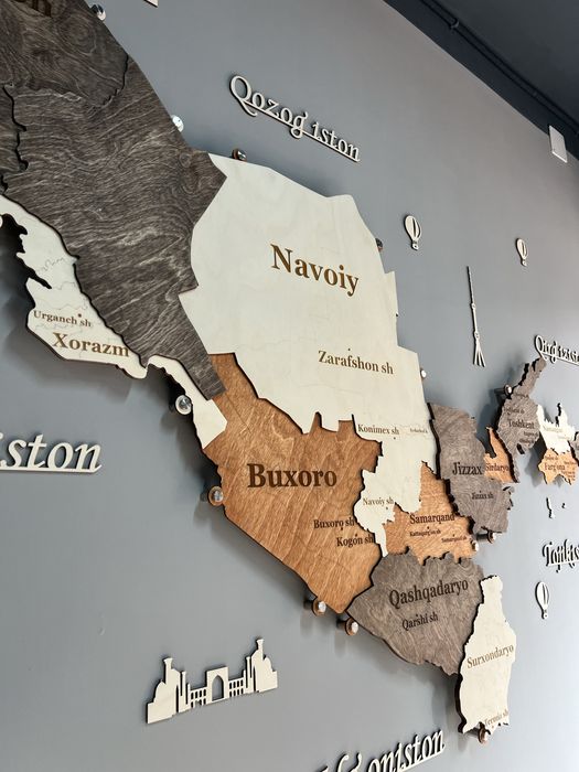 3d O’zbekiston xaritasi, Yogochli xarita, 3д Карта Узбекистана