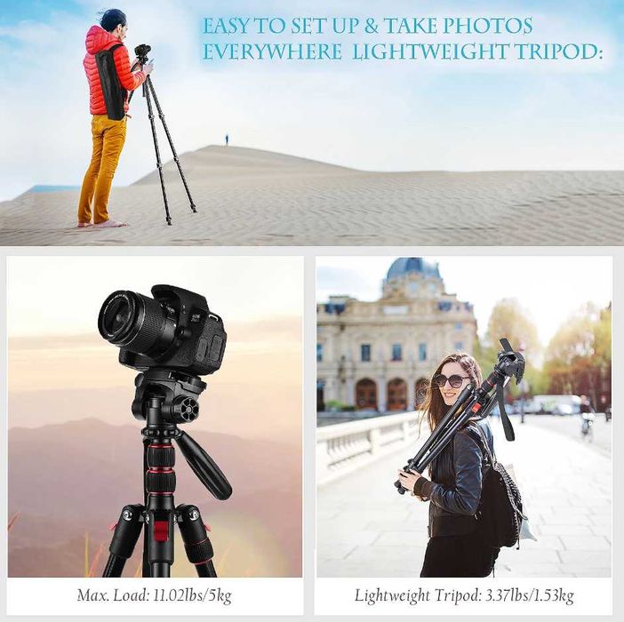 Висококачествен статив , мопод Andoer с панорамна глава 2м. / 8клг.