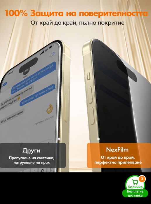 Затъмняващ протектор за iPhone 15 Pro Max