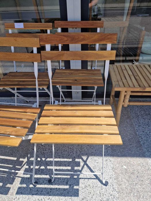 Ofertă-Set de 4 scaune pliabile, lemn masiv de acacia și oțel - vidaXL