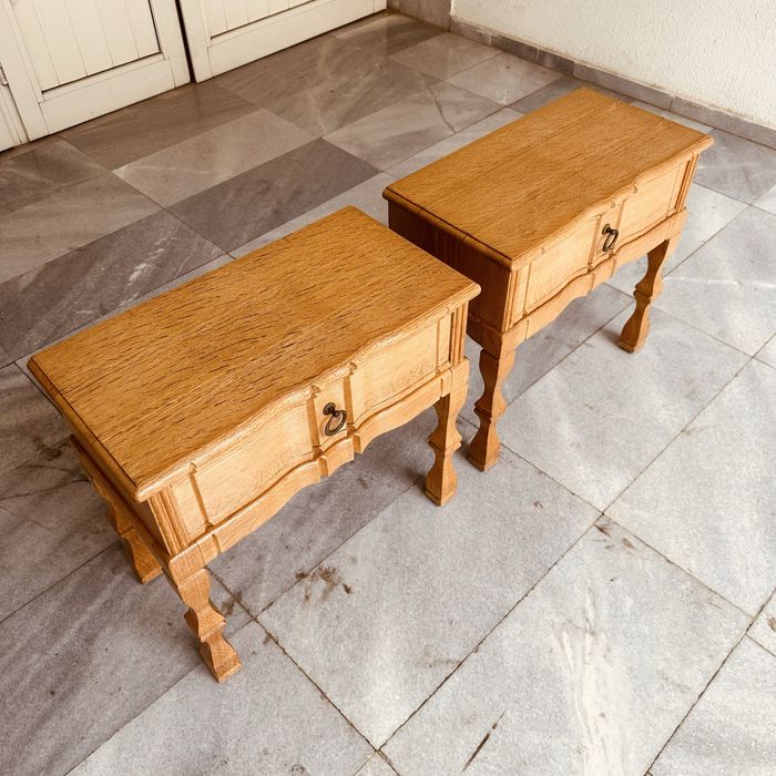 Оригинални датски нощни шкафчета Snedkergårdens-масивен дъб 60-70-те