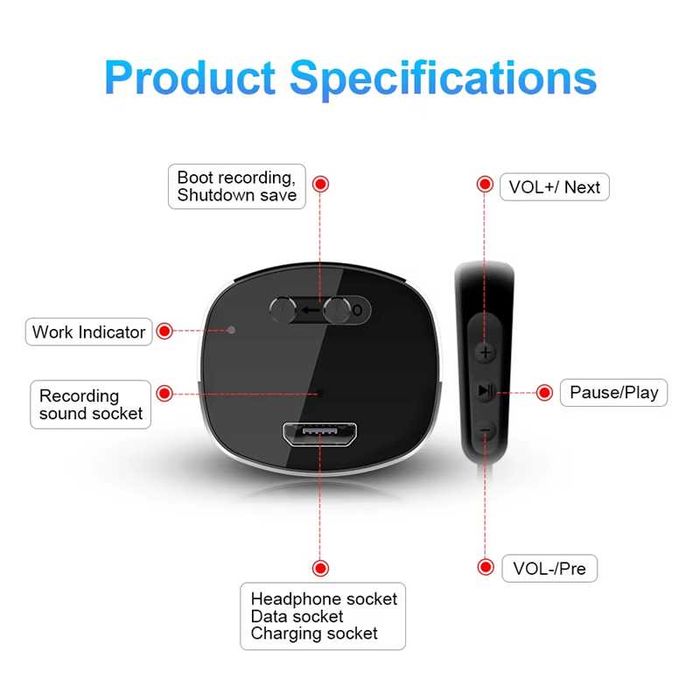 Подслушвател аудио записващо устройство скрит запис глас рекордер 500ч