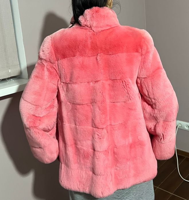 Шуба бобер розовый