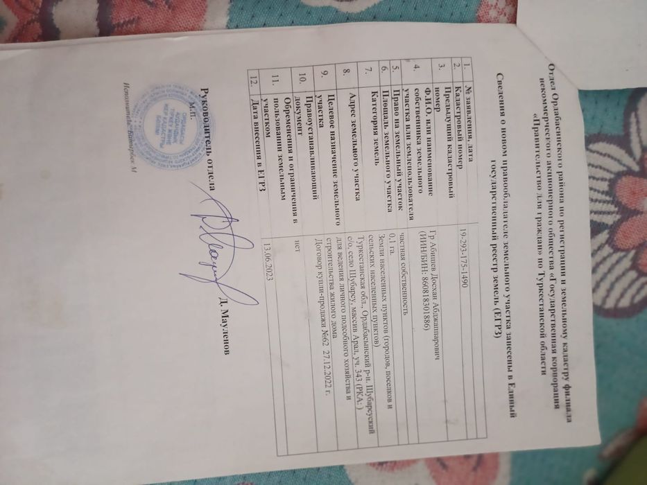 Жер сатылады Шұбарсу2