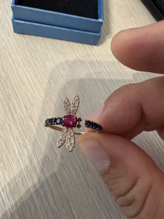 Inel aur roz 18k cu diamant si pietre model deosebit