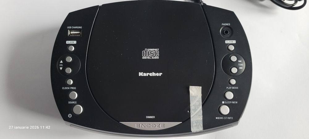 Aparat radio Karcher cu ceas Cd/Usb/