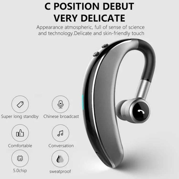 Casca Bluetooth Stereo Super usoara Compatibila iOS, Android Negru Gri
