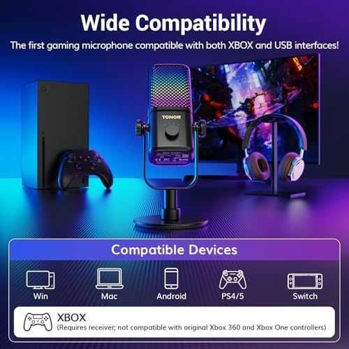 Нов Геймърски безжичен микрофон с RGB светлини, 15ч работа, USB съвместим