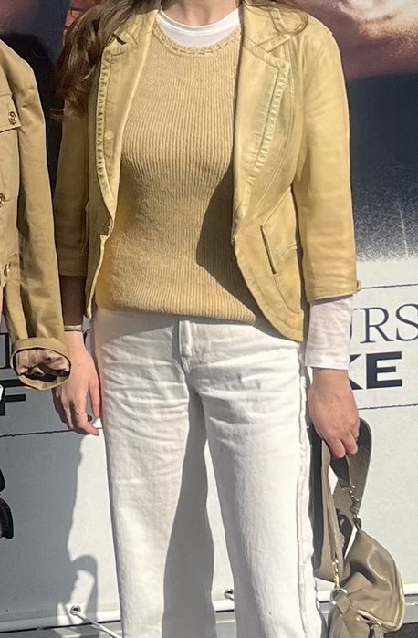 Geaca piele naturala bej dama marimea S