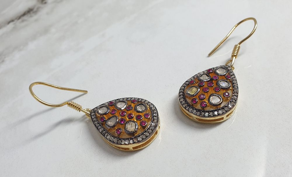 Cercei din argint 925 placați cu aur de 14K și diamante – 8,56 g