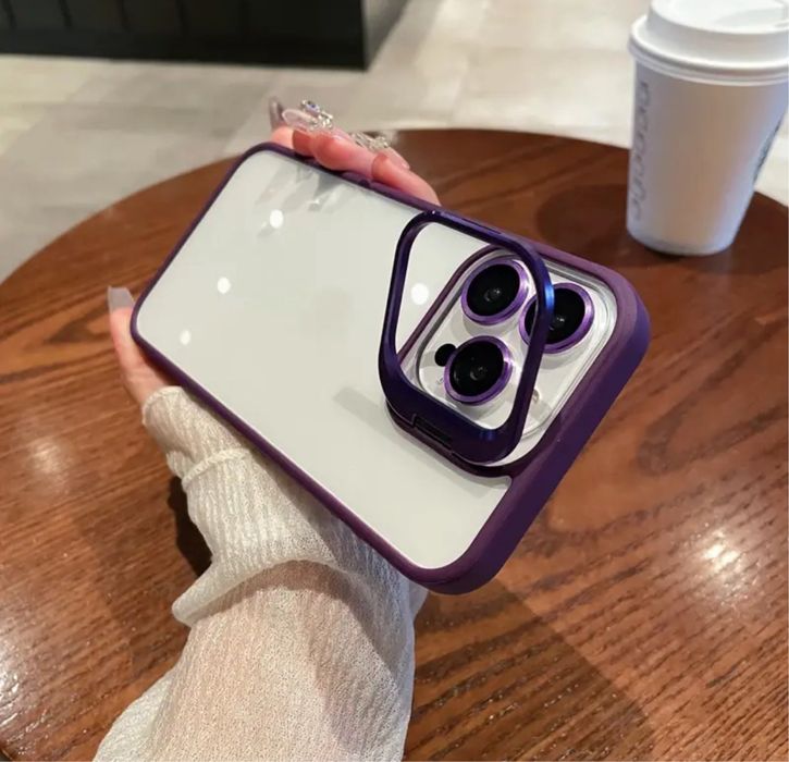 Husa Bracket Clear Case Folie Camera Iphone 14/15 PRO/PRO MAX /PLUS