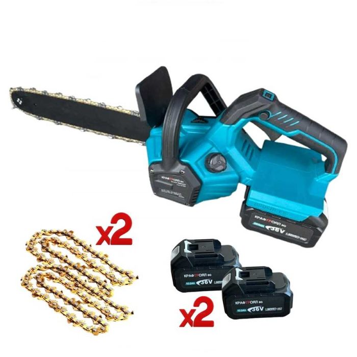 Акумулаторна резачка 36V 10Ah+ автоматично смазване+2 батерии+2 вериги