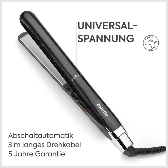Преса за коса BaByliss Midnight Shine ST590E с титаниево-керамични плочи, ST590E