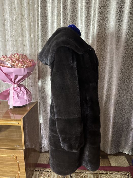 Шуба норка с капюшоном