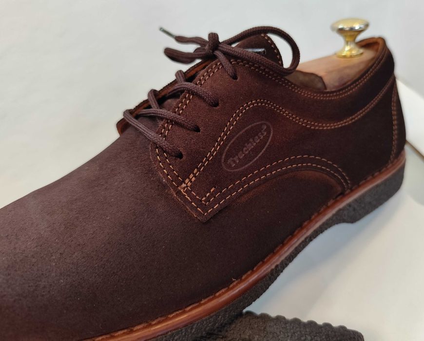 Pantofi derby 42 plain toe Trachiess NOI piele naturala moale suede