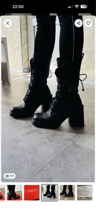 Високи боти естествена кожа 37