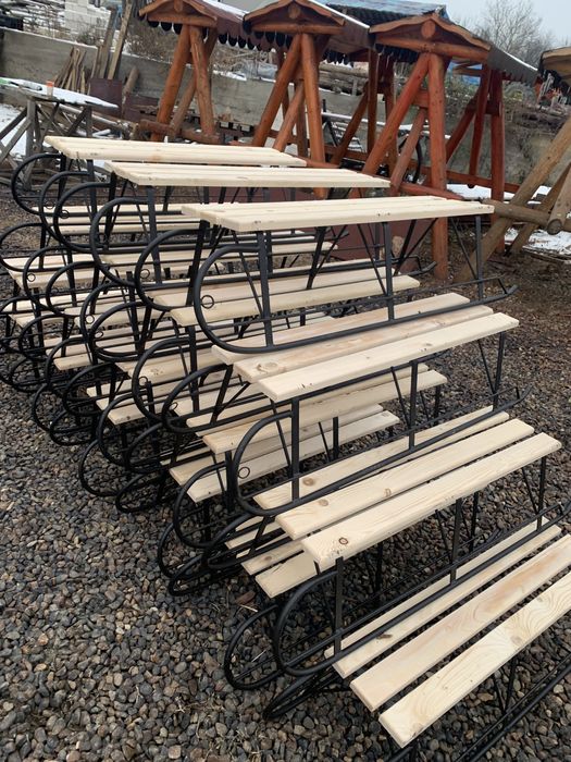 Sanie lemn cu fier pentru copii