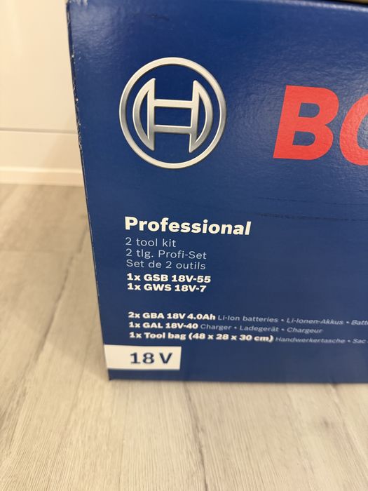 Set unelte electrice Bosch GSB 18V-55 + GWS 18V-7 + 2 bateri 4.0 Ah m