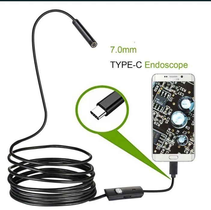 Camera Inspectie camera Endoscopica 2m și grosime 5.5mm , lumina ajustabila și rezoluție HD , Waterproof Compatibila pe Android și Windows