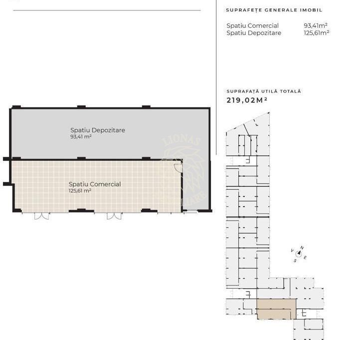 Spațiu comercial de vânzare,  219 mp, 2 intrări frontale Sopor, Cluj-N