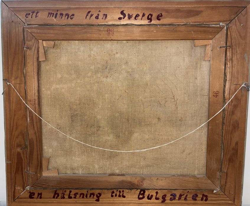 Орегинална живопис-неизвестен шведски художник. Морски пейзаж с лодки