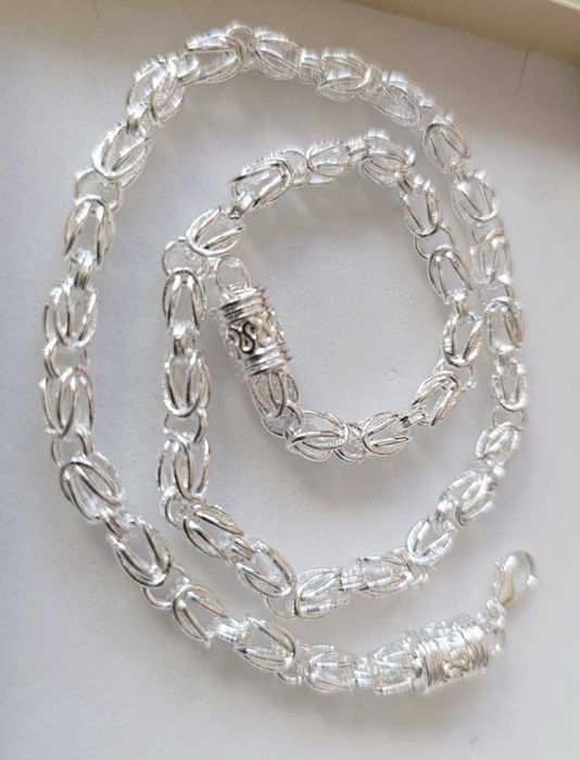 Мъжки, сребърен ланец  В кутия