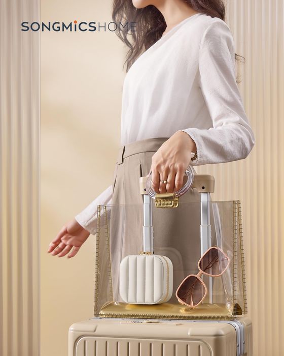 Малък органайзер за бижута с огледало, кутия за бижута SONGMICS