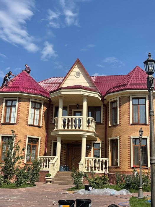 Покраска ворот , фасадов крыши
