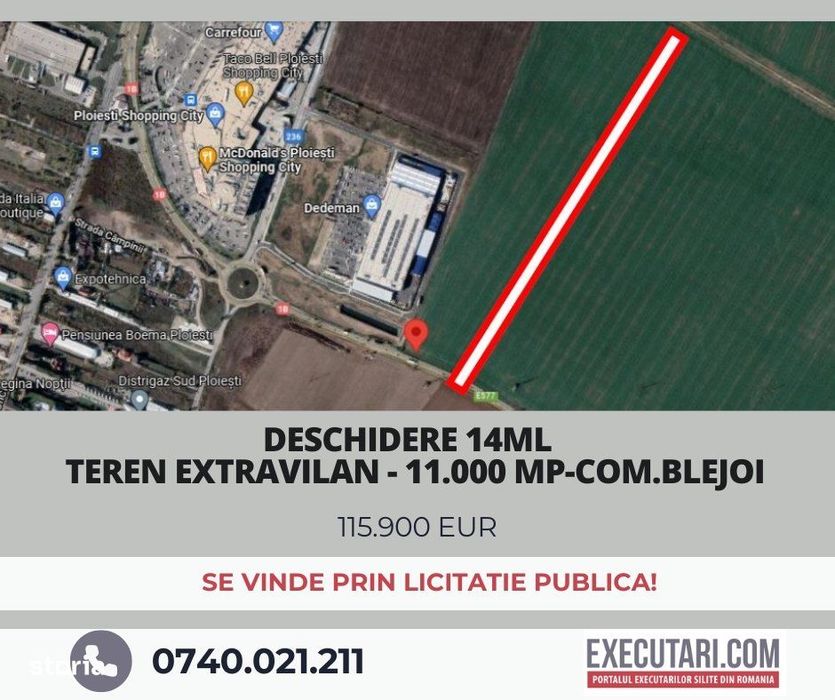 Deschidere 14ml - Teren extravilan - 11.000 mp, com.Blejoi
