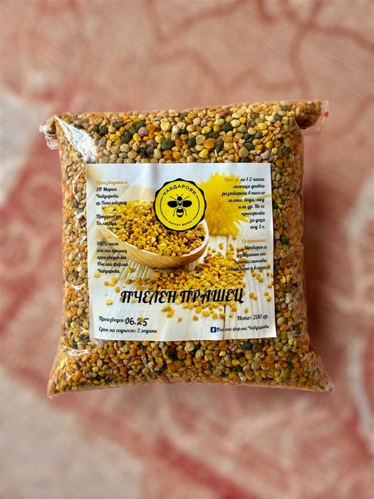 Пчелен прашец, клеева тинктура, клей/прополис, пчелен мед и продукти