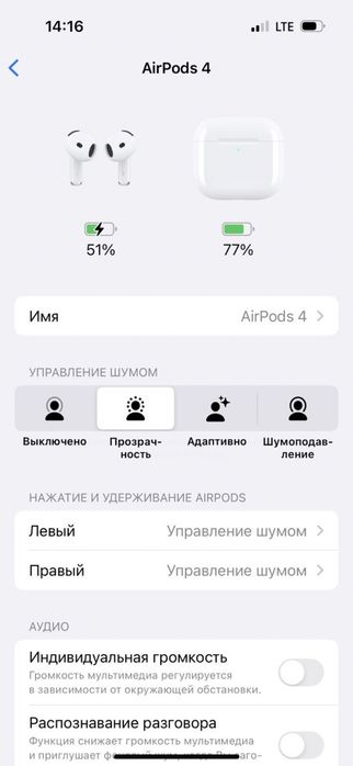 AirPods 4 ANC с 100% шумоподавлениям Type-C
