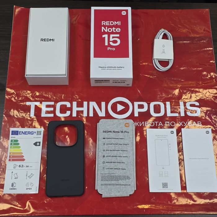 КАТО НОВ 256GB Xiaomi Redmi Note 15 Pro 4G Технополис Гаранция 2028 Black