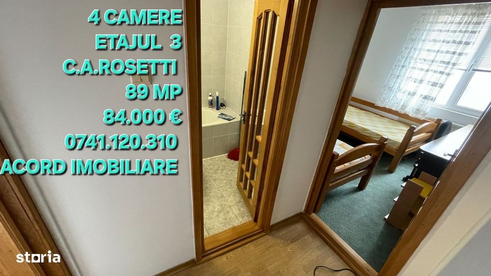 4 camere , etaj 3 ,C.A.Rosetti