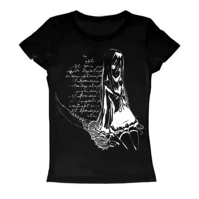 Футболка Y2K Anime Goth белая/черная