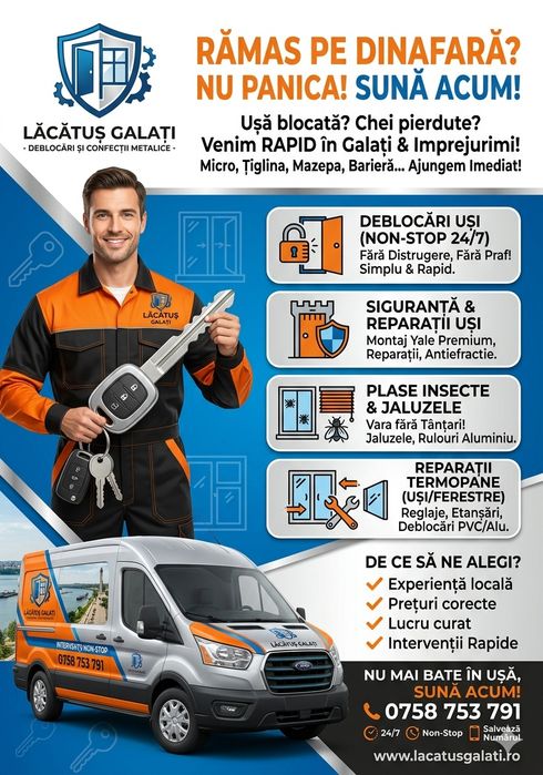 Reparatii Usi/Lacatus  Usi Galati/Reparatii termopane/yale usi/Deblocari usi/Broaste usi/ Plase /Rulouri
