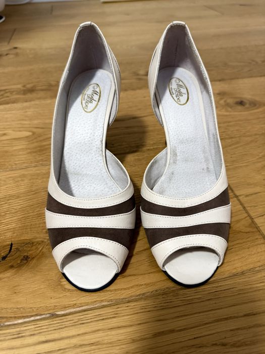 Pantof deschis, piele, bej, 38