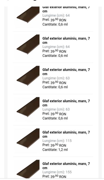 Pervaze aluminiu