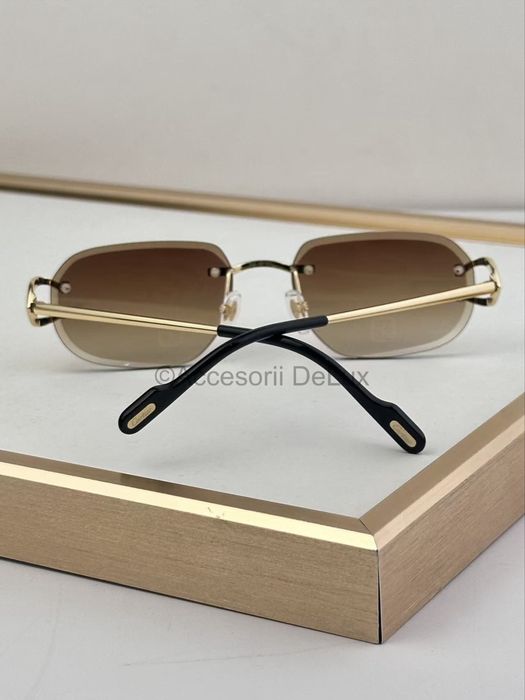 Ochelari de Soare Cartier Premiere Gold Brown CT0468S Noi Full Box [Verificare Colet]
