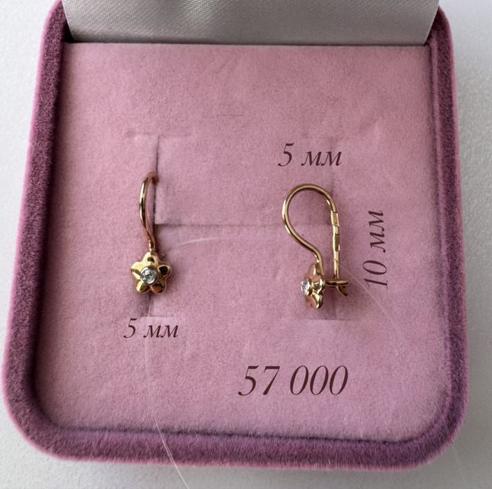 Новые детские золотые серьги в красном золоте