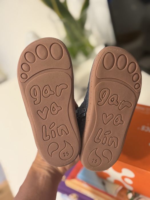 Ghete Garvalin, piele naturala, albastru/roz, 25