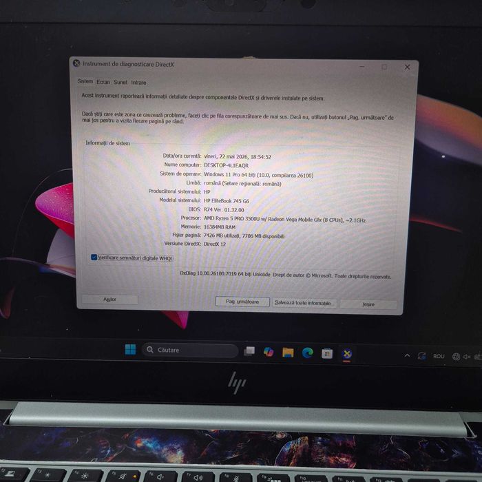 Laptop hp elitebook 745 g6 cu ryzen 5 Pro gen3 16gb ram 512gb ssd Zeus Amanet Rahova 34411