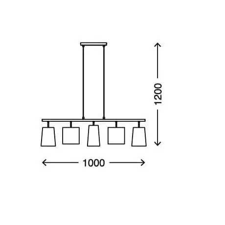 Висящ полилей с 5 глави черна основа индустриален ретро