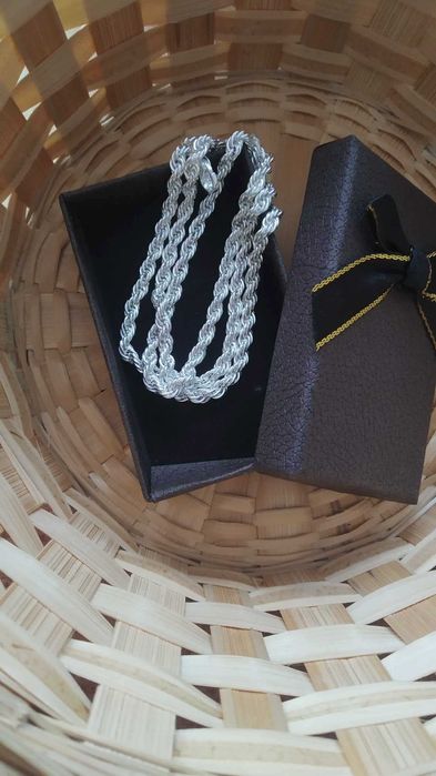 Супер модел сребро, Масивен и нов сребърен ланец плетка корабно въже.