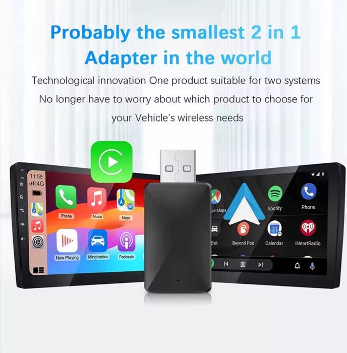 Adaptor USB CarPlay & Android Auto Wireless Dongle Plug & Play