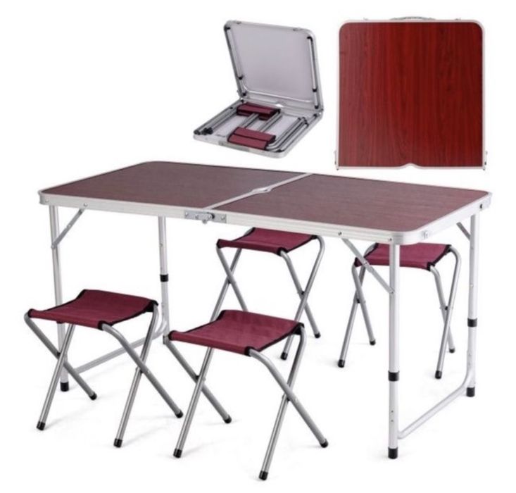 Set Pescuit Masa Pliabila cu 4 Scaune, Ideal pentru Picnic ,pescuit